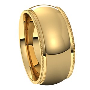 14K Yellow 9 mm Milgrain Half Round Comfort Fit Edge Band Size 9.5 - BN & CO JEWELRY