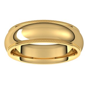 14K Yellow 6 mm Milgrain Half Round Comfort Fit Edge Band Size 10 - BN & CO JEWELRY