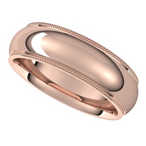 14K Rose 6 mm Milgrain Half Round Comfort Fit Edge Band Size 12 - BN & CO JEWELRY