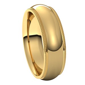 18K Yellow 6 mm Milgrain Half Round Comfort Fit Edge Band Size 10 - BN & CO JEWELRY