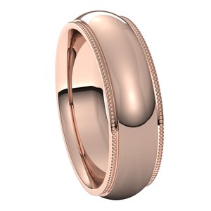 14K Rose 6 mm Milgrain Half Round Comfort Fit Edge Band Size 12 - BN & CO JEWELRY