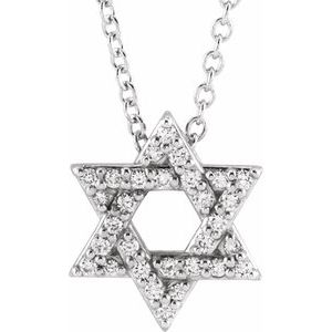 14K White 1/8 CTW Natural Diamond Star of David 16-18" Necklace - BN & CO JEWELRY