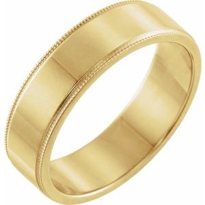 18K Yellow 6 mm Milgrain Flat Band Size 8 - BN & CO JEWELRY