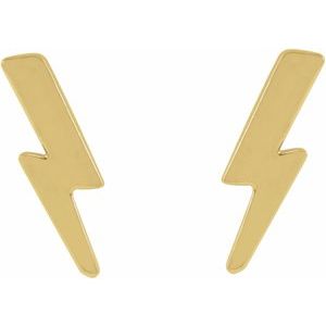 14K Yellow Tiny Lightning Bolt Earrings - BN & CO JEWELRY
