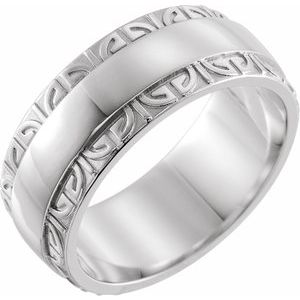 14K X1 White 8 mm Sculptural Edge Band Size 10 - BN & CO JEWELRY