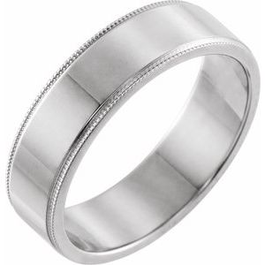 14K White 6 mm Milgrain Flat Band Size 10 - BN & CO JEWELRY