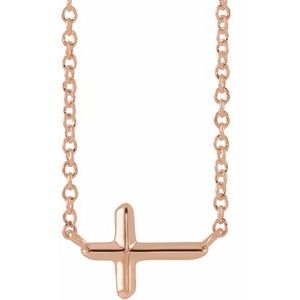 14K Rose Sideways Cross 18" Necklace - BN & CO JEWELRY