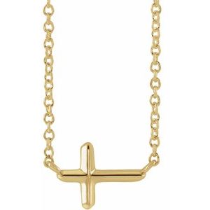 14K Yellow Sideways Cross 16" Necklace - BN & CO JEWELRY