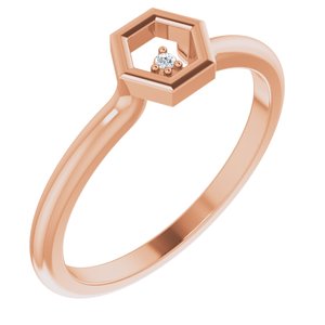 14K Rose .0075 CT Diamond Stackable Honeycomb Ring - BN & CO JEWELRY