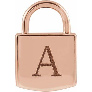 14K Rose 12.02x8 mm Engravable Lock Pendant - BN & CO JEWELRY