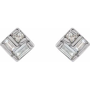 14K White 1/6 CTW Natural Diamond Geometric Earrings - BN & CO JEWELRY