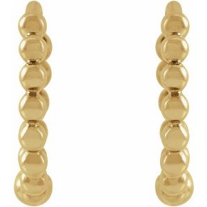 14K Yellow 11 mm Beaded Huggie Earrings - BN & CO JEWELRY