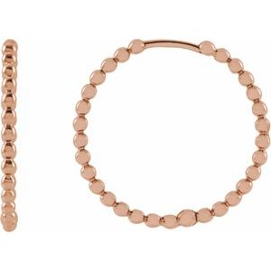 14K Rose Beaded 20 mm Hoop Earrings - BN & CO JEWELRY