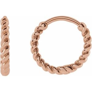 14K Rose 11 mm Twisted Rope Huggies - BN & CO JEWELRY