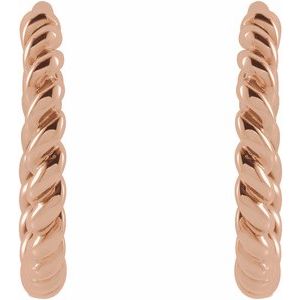 14K Rose 11 mm Twisted Rope Huggies - BN & CO JEWELRY