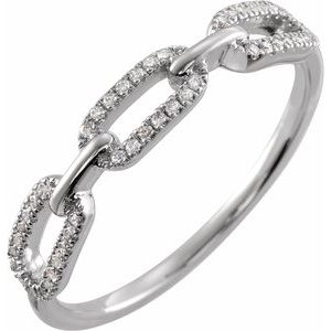 14K White 1/6 CTW Natural Diamond Chain Link Ring - BN & CO JEWELRY