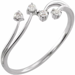 14K White 1/10 CTW Natural Diamond Bypass Ring - BN & CO JEWELRY