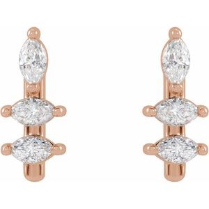 14K Rose 1/5 CTW Natural Diamond Bar Earrings - BN & CO JEWELRY