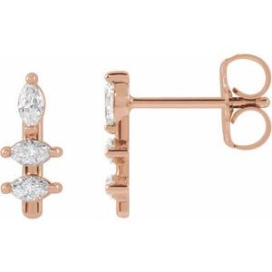 14K Rose 1/5 CTW Natural Diamond Bar Earrings - BN & CO JEWELRY