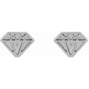 Sterling Silver 8.7x6.5 mm Tiny Diamond Earrings - BN & CO JEWELRY