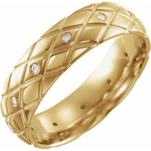 14K Yellow 1/10 CTW Natural Diamond Patterned Band Size 10 - BN & CO JEWELRY