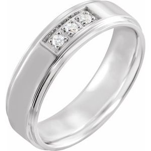 14K White 1/10 CTW Natural Diamond Flat Edge Band Size 10 - BN & CO JEWELRY