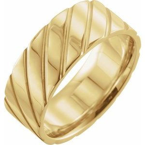 14K Yellow 8 mm Grooved Band Size 6.5 - BN & CO JEWELRY