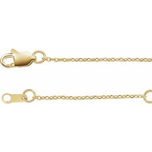 14K Yellow 1 mm Adjustable Diamond-Cut Cable Chain 6 1/2-7 1/2" Bracelet - BN & CO JEWELRY