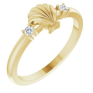 14K Yellow .06 CTW Diamond Seashell Ring - BN & CO JEWELRY