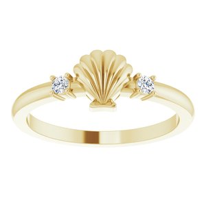 14K Yellow .06 CTW Diamond Seashell Ring - BN & CO JEWELRY