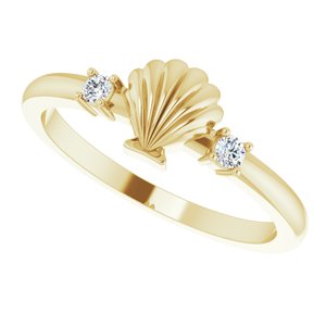 14K Yellow .06 CTW Diamond Seashell Ring - BN & CO JEWELRY