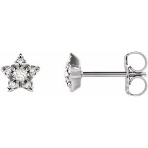 14K White 1/10 CTW Natural Diamond Star Earrings - BN & CO JEWELRY