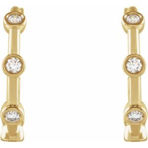 14K Yellow 1/3 CTW Natural Diamond Bezel-Set Hoop Earrings - BN & CO JEWELRY