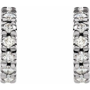 14K White 10 mm 1/3 CTW Lab-Grown Diamond French-Set Huggie Earrings - BN & CO JEWELRY