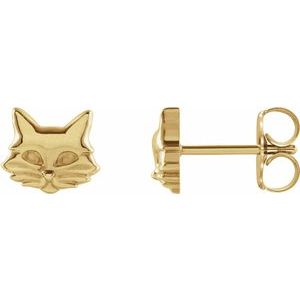 14K Yellow Tiny Cat Earrings - BN & CO JEWELRY
