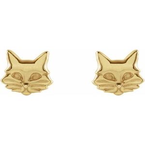 14K Yellow Tiny Cat Earrings - BN & CO JEWELRY