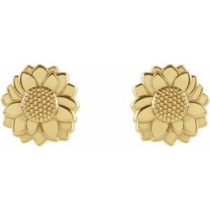 14K Yellow Tiny Sunflower Earrings - BN & CO JEWELRY