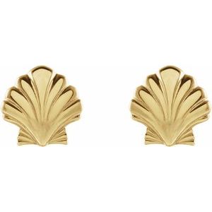 14K Yellow Tiny Shell Earrings - BN & CO JEWELRY