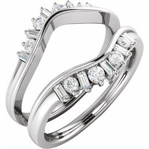 14K White 3/8 CTW Natural Diamond Ring Guard - BN & CO JEWELRY