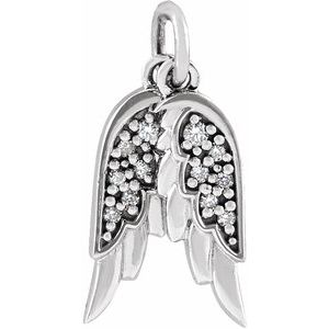 Sterling Silver .03 CTW Natural Diamond Angel Wings Pendant - BN & CO JEWELRY