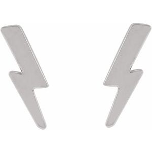 14K White Tiny Lightning Bolt Earrings - BN & CO JEWELRY