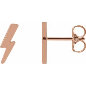 14K Rose Tiny Lightning Bolt Earrings - BN & CO JEWELRY