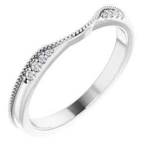 14K White .04 CTW Natural Diamond Milgrain Contour Band - BN & CO JEWELRY