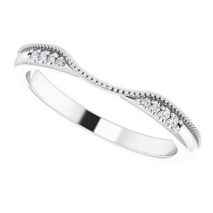 14K White .04 CTW Natural Diamond Milgrain Contour Band - BN & CO JEWELRY