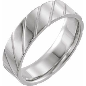 14K White 6 mm Grooved Band Size 11.5 - BN & CO JEWELRY