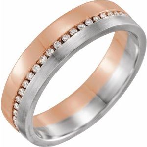 14K Rose/White 1/3 CTW Light Brown Natural Diamond 6mm Band Size 11 - BN & CO JEWELRY