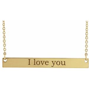 18K Yellow Gold-Plated Sterling Silver 34x4 mm Engravable Bar 16" Necklace - BN & CO JEWELRY