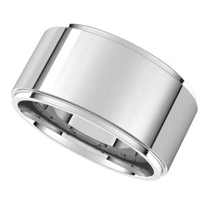 14K White 10 mm Flat Comfort Fit Edge Band Size 11 - BN & CO JEWELRY