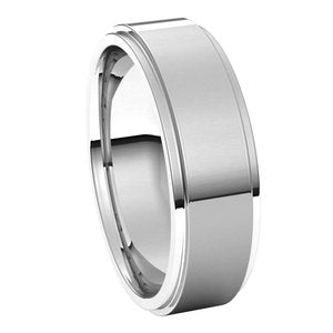 14K White 6 mm Flat Comfort Fit Edge Band Size 8 - BN & CO JEWELRY