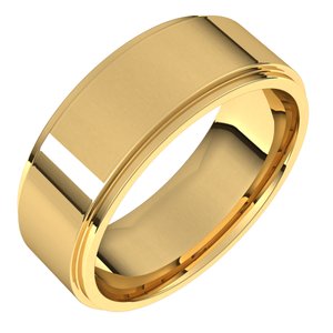 14K Yellow 7 mm Flat Comfort Fit Edge Band - BN & CO JEWELRY